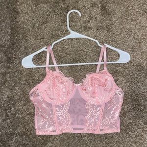 pink corset like crop top